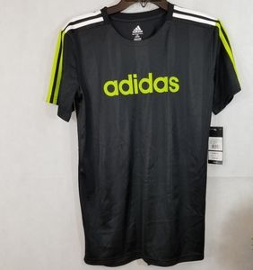 Adidas Kids Black Tricot Short Sleeve Logo Shirt size Large NEW